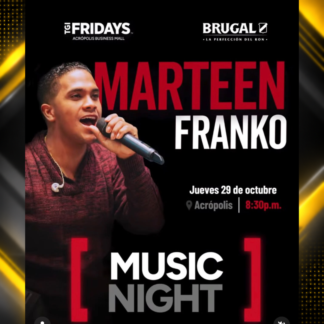 Afiche de Marteen Franko en Music Night de TGI Fridays Acrópolis | 29-10-2026