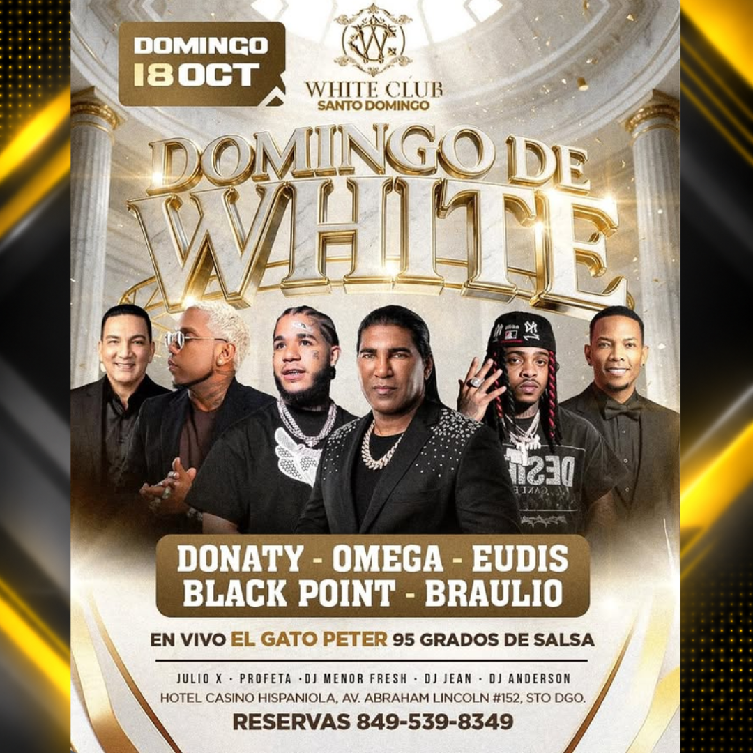 Afiche de Domingo de White Club con Omega, Donaty, Eudis, Black Point y Braulio | 18-10-2026